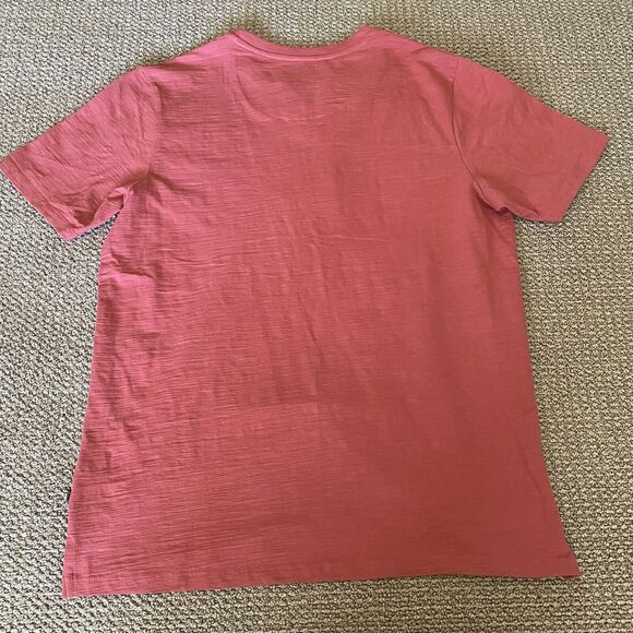 Free Planet Mens Shirt Medium Pink Red Short Sleeve 1/4 Zip Solid Casual Shirt - Picture 6 of 8